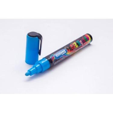 Imagem de Giz Líquido 5mm 8g Caneta Ponta Dupla Lousa Vidro Azul - Não informado