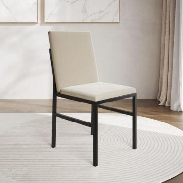 Imagem de Cadeira de Jantar Estofada Mônaco Veludo Bege - ASTURIAS, PRETO