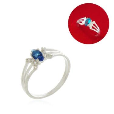 Imagem de Anel Pedra Azul Profissão Formatura Em Prata - Joias Danisam