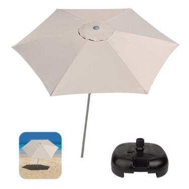 Imagem de Kit Ombrelone Guarda Sol 2,4m Sombreiro Alumínio Malibu Bege Base Plás