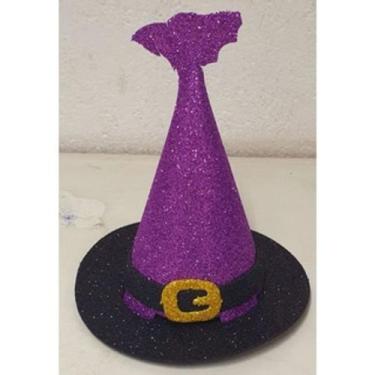 Imagem de Chapeu Bruxa Enfeite Mesa Festa Decoração Halloween Pacote com 3 - EVA