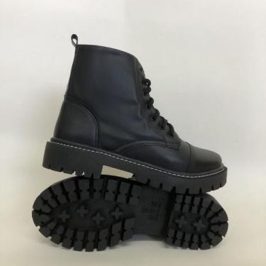 Imagem de Bota Coturno Tratorado Blogueira Preto Sola Baixa Lolla Maria, Preto, 