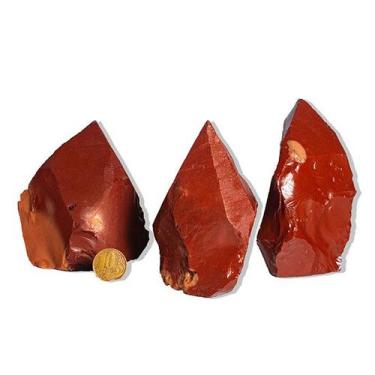 Imagem de 03 Jaspe Vermelho Pé e Bico Serrado 300 a 400g Média 10cm - Cristaisde