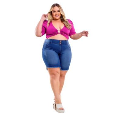 Imagem de Bermuda Short Jeans Plus Size Pedal Feminino Cintura Alta Ciclista - k