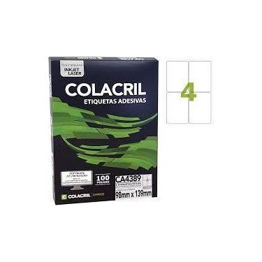 Imagem de Etiqueta Colacril Ca 4389 4 por Folha 98mmx139mm com 100 folhas