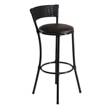 Imagem de Banqueta Alta Forts Fibra Sintética Preto/Marrom - Panero Móveis