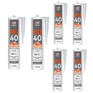 Imagem de Kit 6 Cola Pu 40 Flex Silicone Selante Adesivo 380g Orbi Cinza - Orbi 