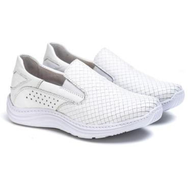 Imagem de Tênis Sapatênis Casual Feminino Slip em Couro - RANSTER, Off white, 38