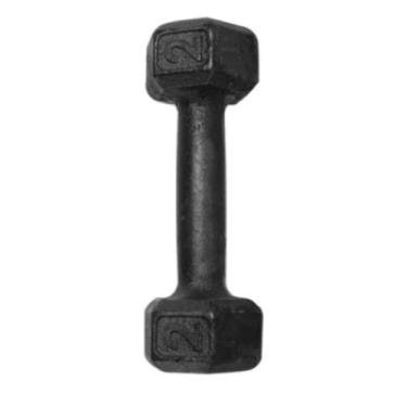 Imagem de Halter Sextavado 2 kg Pintado Preto Ferro Fundido Academia Musculação 
