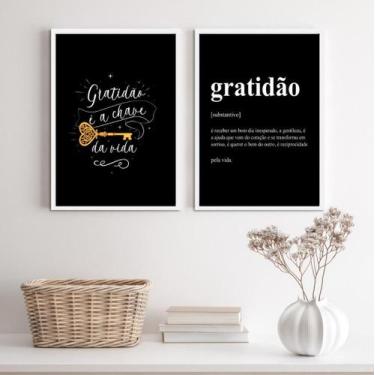 Imagem de Kit 2 Quadros Gratidão Chave Vida 33x24cm - Vidro - Quadros On-Line
