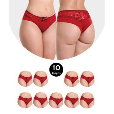 Imagem de Kit 10 Calcinha IMI Lingerie Fio Duplo Em Microfibra E Renda Selma Ver