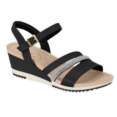Imagem de Sandalia feminina modare salto anabela 7123147, 38, Preto/Cristal