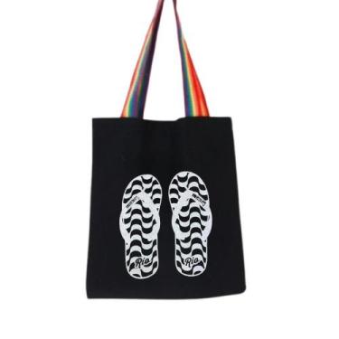 Imagem de Bolsa Ecobag  100% algodão Black CHINELO RIO (colorida) - CARIOCA MAIS