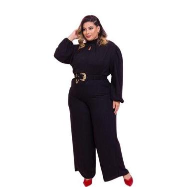 Imagem de Conjunto Plus Size Blusa Manga + Calça Pantalona + Cinto 0475 - Belluc