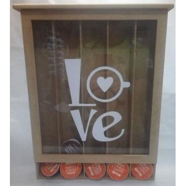 Imagem de Porta Capsulas Cafe Dolce Gusto Com Frase Em Mdf Armazena 35 capsulas 