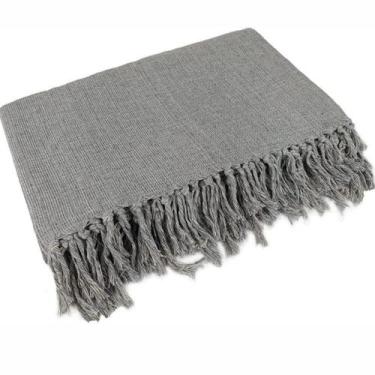 Imagem de Manta Para Sofá Tamanho Grande Casal 100% Algodão - Barbalius, Cinza