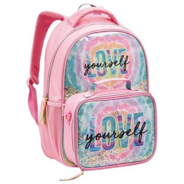 Imagem de Mochila Escolar Infantil E Lancheira Térmica Removível Menina Love Ros