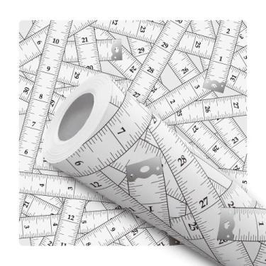 Imagem de Papel De Parede Adesivo Lavável Ateliê Fita Métrica Costura 12m - DELI