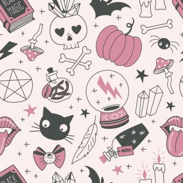 Imagem de Papel De Parede Adesivo Halloween Rosa Menina Quarto Teen 5m - DELIQUA