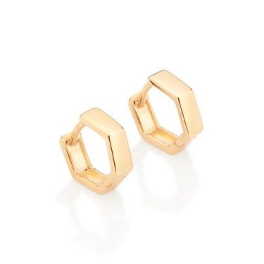 Imagem de Brinco Rommanel Argola Sextavada Folheado a Ouro 526952, Dourado