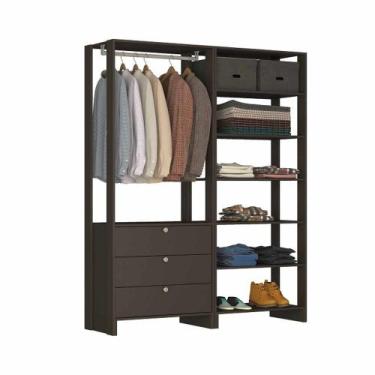 Imagem de Closet com 1 Cabideiro, 3 Gavetas e 7 Nichos EY102-103 Linha Yes Emove