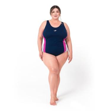 Imagem de Maiô Plus Size Com Detalhe para Natação e Hidroginástica, Hammerhead, Tam 54, Marinho/Pink/Branco