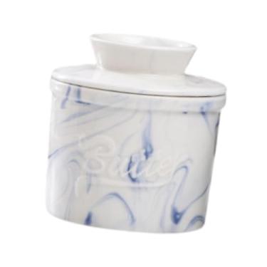 Imagem de IEUDNS Recipiente de manteiga Manteigueira francesa Pão e torrada Manteiga Pote de manteiga para centro de mesa de restaurante Decoração de mesa, Mármore