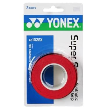Imagem de YONEX Overgrip Super GRAP Pacote com 3 - Tênis, Badminton, Squash - Escolha de Cores (Vermelho)