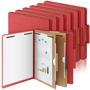 Imagem de Skyygemm 12 pastas de classificação, tamanho carta, 2 divisórias de bolso, pastas de arquivo com expansão de 5 cm, fixadores de 2 pinos, organizadores de escritório resistentes para professores