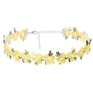 Imagem de caiyao Pingente de folha de girassol colorido feito à mão com corrente clavicular ajustável, joia elegante para mulheres e meninas, Metal, metal