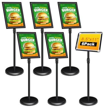 Imagem de INNOVSIGN 6 pacotes de suporte de sinalização de pedestal ajustável 8,5''x11'', suporte de sinalização de pôster de chão, moldura de alumínio para suporte de sinalização de visão vertical/ho