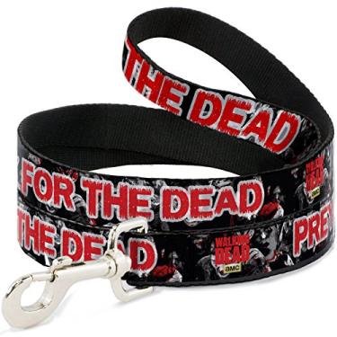Imagem de Buckle-Down Coleira para animais de estimação - The Walking Dead Zombies/Presy For The Dead Preto/Cinza/Vermelho - 1,27 m de comprimento - 1,27 cm (1/2") de largura