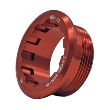 Imagem de menolana Tampa do volante da bicicleta casta lockring ferramenta reparação da bicicleta anti deslizamento acessório parte cassete bloqueio capa para m7100, Vermelho