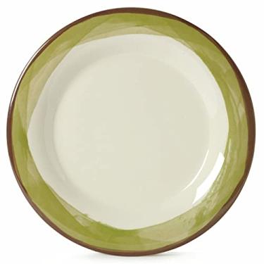 Imagem de GET WP-9-DI-KNG Prato de melamina para jantar/sobremesa, 23 cm, marfim/verde (conjunto de 12)