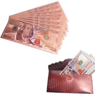 Imagem de Envelope de notas de 10 dólares x $100 dólar cartão de dinheiro presente folha de ouro capa de cédula (ouro rosa)