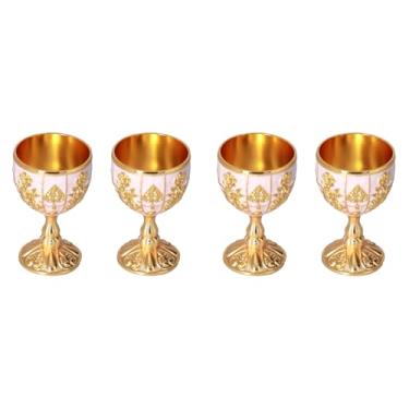 Imagem de Cálice Cálice 30ML Cálice de Vinho Elegante Copo Medieval, 4 Peças Cálice Europeu de Dourado Retro Vintage Ornamentos para Decoração de Viagem Coleção de Casa