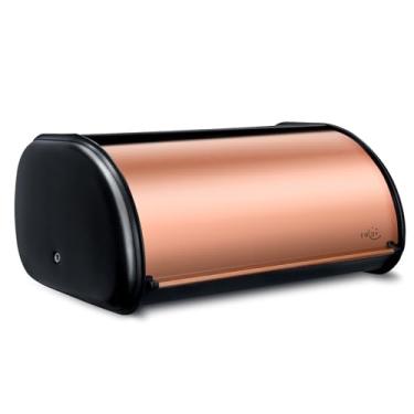 Imagem de ENLOY caixa de pão para bancada de cozinha, caixa de armazenamento de pão de aço inoxidável para cozinha com tampa de enrolar, porta pão de grande capacidade para pães grandes (ouro rosa) 17