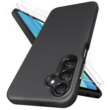 Imagem de SSLOTSCASE Capa para celular Samsung Galaxy A16 5G com 2 protetores de tela [suporta carregamento sem fio] Capa fina e robusta com design de camada dupla à prova de choque para Galaxy A16, preta