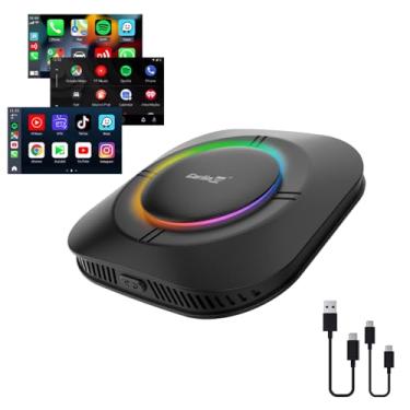 Imagem de Carlinkit Adaptador sem fio CarPlay Android 13.0, 2025 Android 13.0 Ai Box 8 núcleos 4 + 64 GB, compatível com NetfIix/YouTube/Play Store, para carros automotivos com fio OEM ou Android com fio OEM
