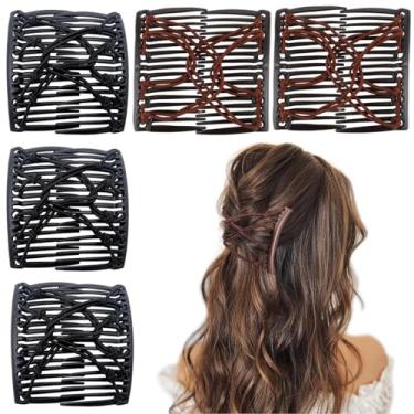 Imagem de 5 peças de pente de cabelo elástico mágico ajustável grampo de cabelo para mulheres meninas sem vincos grampos de cabelo vintage para fazer coque de cabelo acessórios para cabelo cacheado grosso