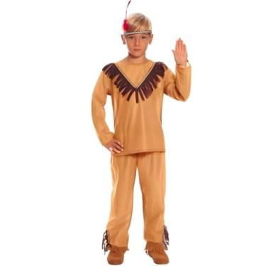 Imagem de Fantasia Infantil pra Menino Roupa de Índio Americano Completa Carnaval Festas e Teatros (G 7-9)