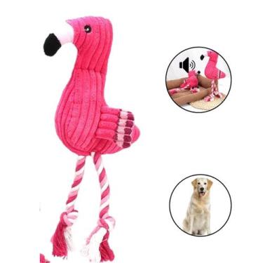 Imagem de Brinquedo Pet Pelúcia Interativo Mordedor Apito Flamingo - Pet Amigo