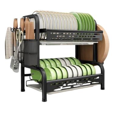 Imagem de Escorredor De Pratos, Design De Dois NíVeis, AçO InoxidáVel, Com Drenagem AutomáTica E Bandeja(ESC18-P)