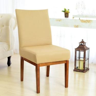 Imagem de Kit 3 Forro para Cadeiras de Jantar Envio 24h Bege - Charme do Detalhe