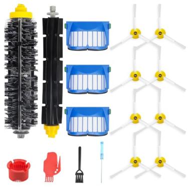 Imagem de PAEOSL Peças de reposição para iRobot Roomba 600 Series 694 692 675 690 671 677 680 660 665 651 650 614 e 500 Series 595 585 564,1 escova batedor de cerdas e flexível, 3 filtros, 8 Escovas Laterais