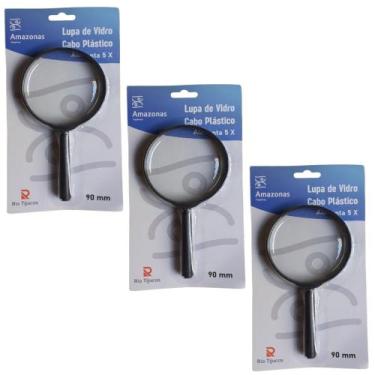 Imagem de 3 Lupas Manual 90mm Aumento Grande 5x Lente Leitura Estetica - Rio Tij