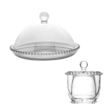 Imagem de Kit De Manteigueira Francesa Pearl + Queijeira 20cm - Wolff