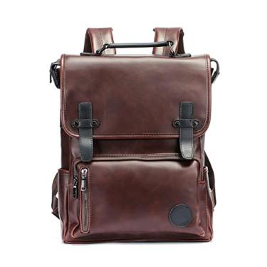 Imagem de Mochila masculina design vintage mochila fashion para homens mochila de viagem de couro para laptop mochila escolar