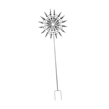 Imagem de Generic Metal Windmill Garden Decoration 11.8inChx38inch Exibir obra de arte de exibição ao ar livre instalar facilmente o ornamento rotativo do pátio, Prateado