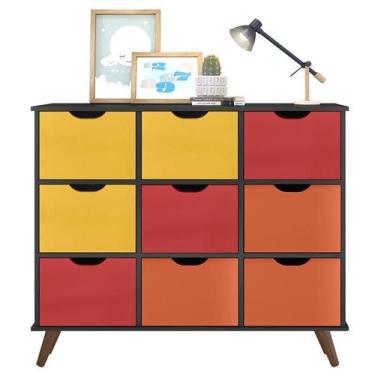 Imagem de Nicho Organizador Retrô 9 Gavetas Preto Colors - Qmovi